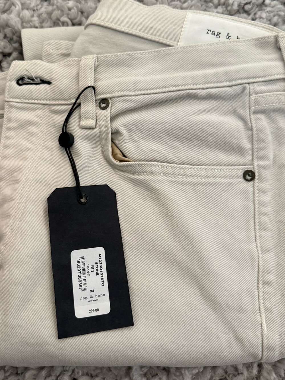 rag & bone Slim Straight Jeans in Off-White/Cream